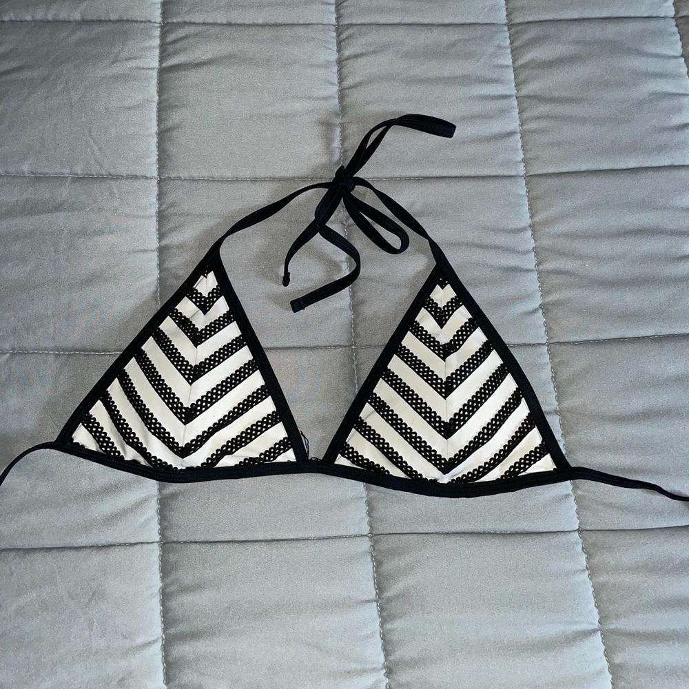 Black and white striped bikini top